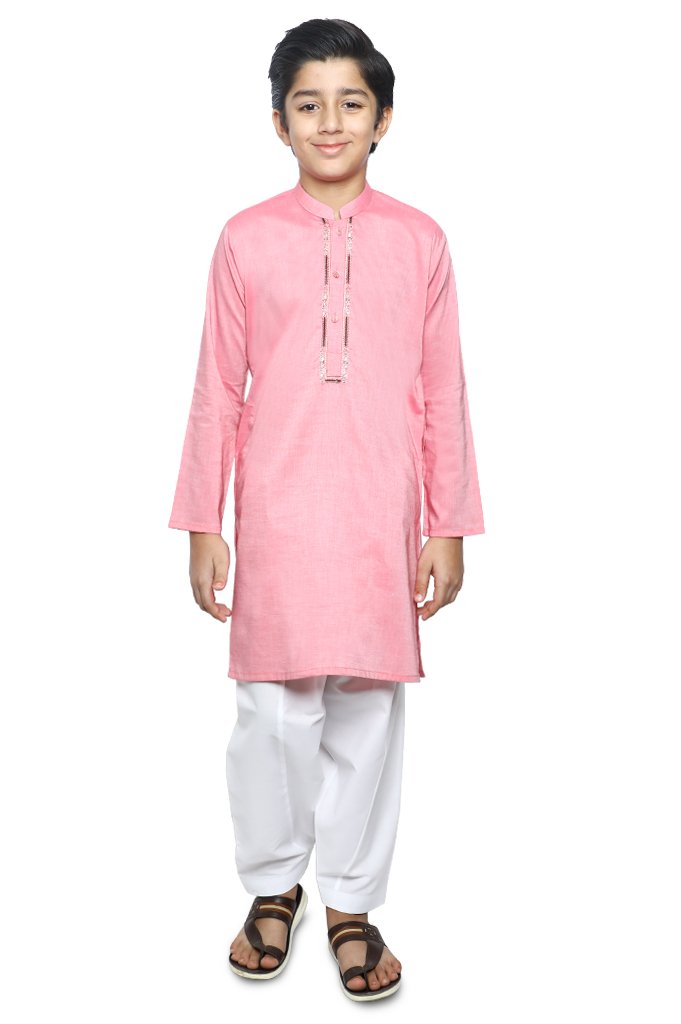 Boys Kurta In Pink SKU: KBKS-0069-PINK - Diners
