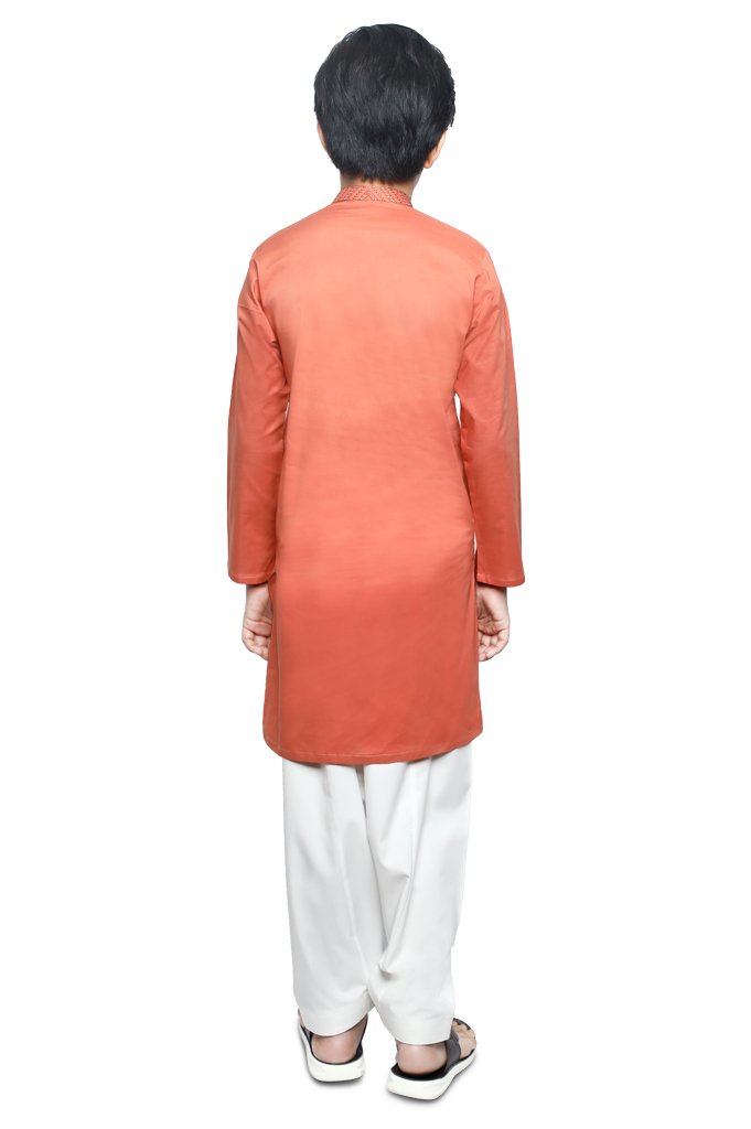 Boys Kurta In Orange SKU: KBKS-0071-ORANGE - Diners