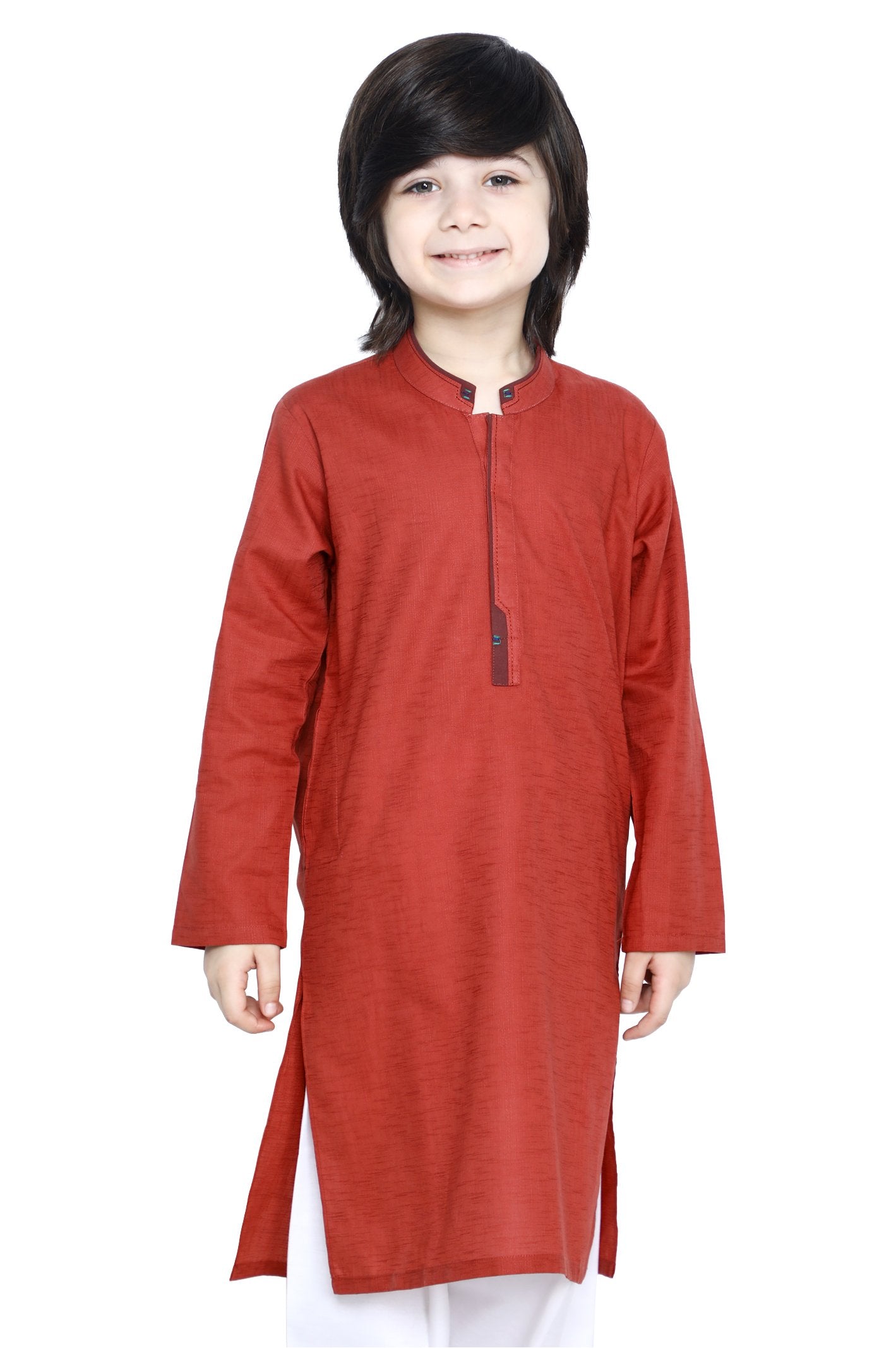 Boys Kurta In Rust SKU: KBKS-0073-RUST - Diners