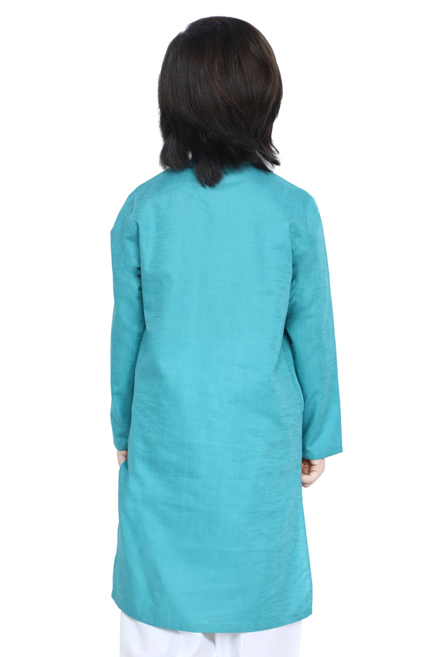 Boys Kurta In Teal SKU: KBKS-0074-TEAL - Diners