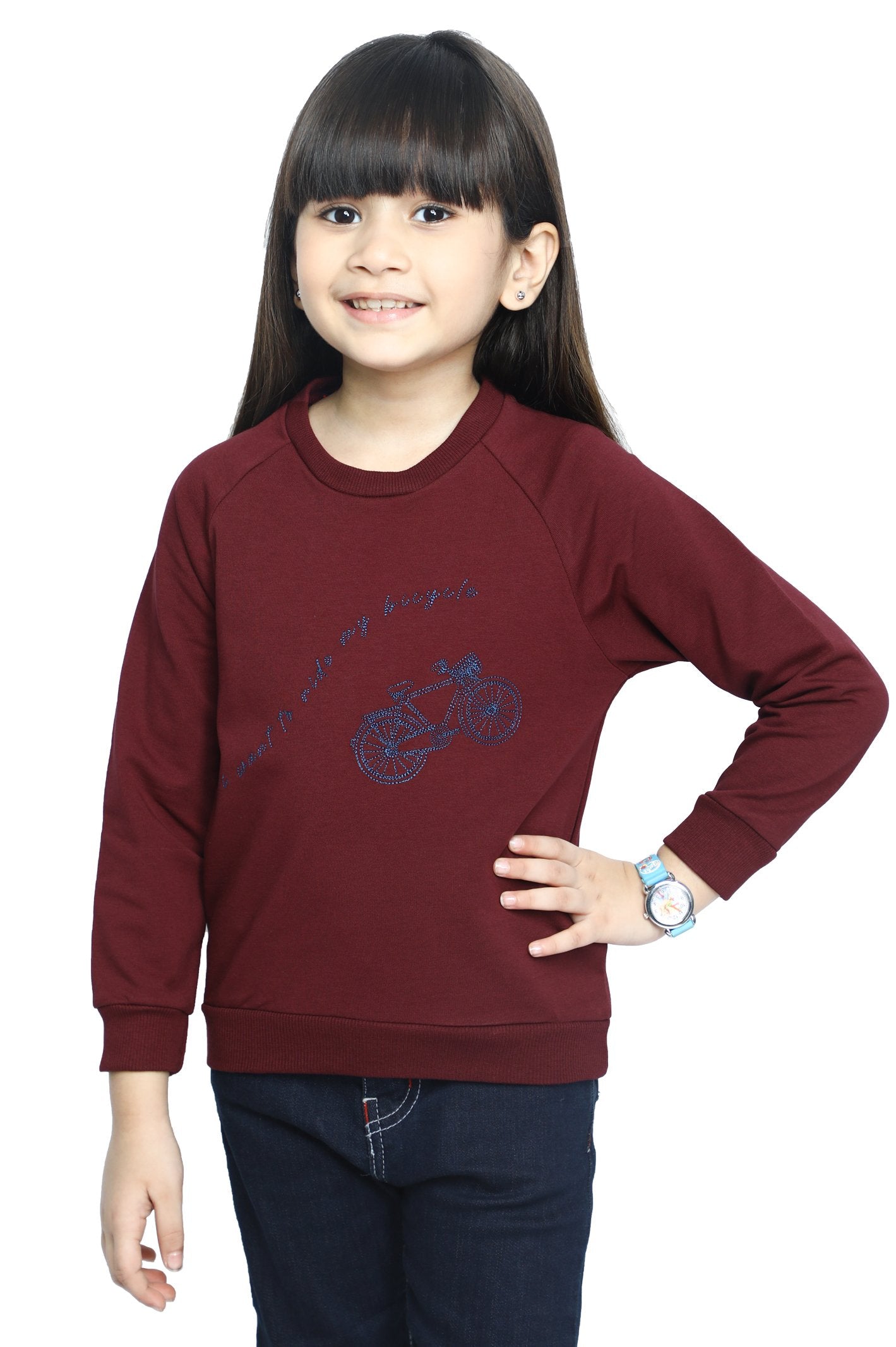 Sweatshirt For Girls - KGA-0192-PLUM - Diners