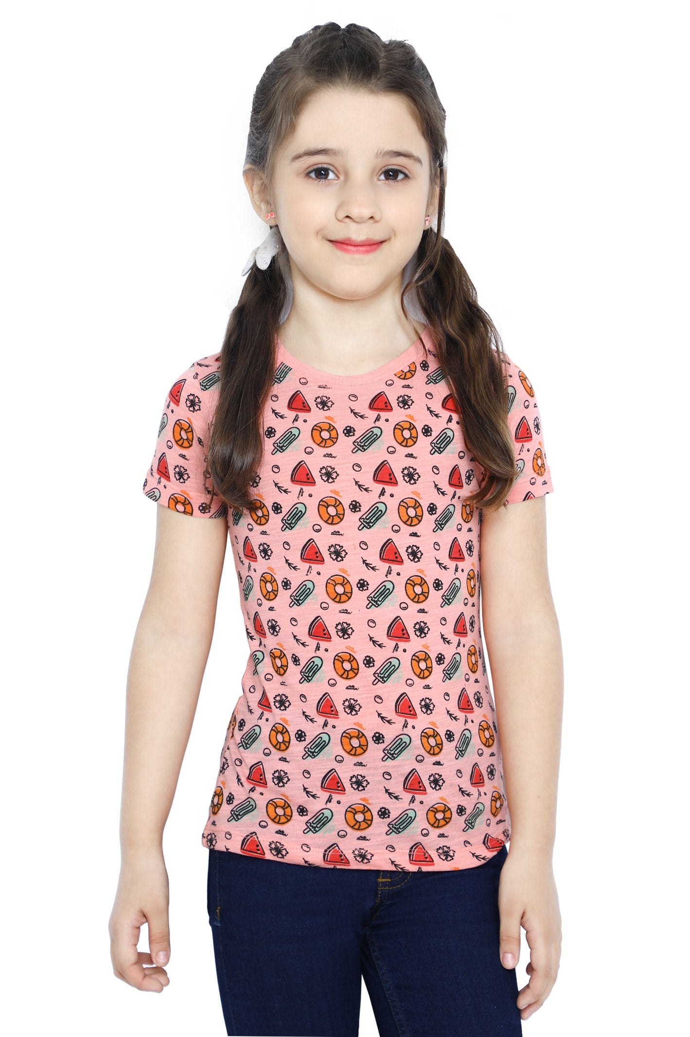 Girls T-Shirt In Peach - KGA-0198-PEACH - Diners