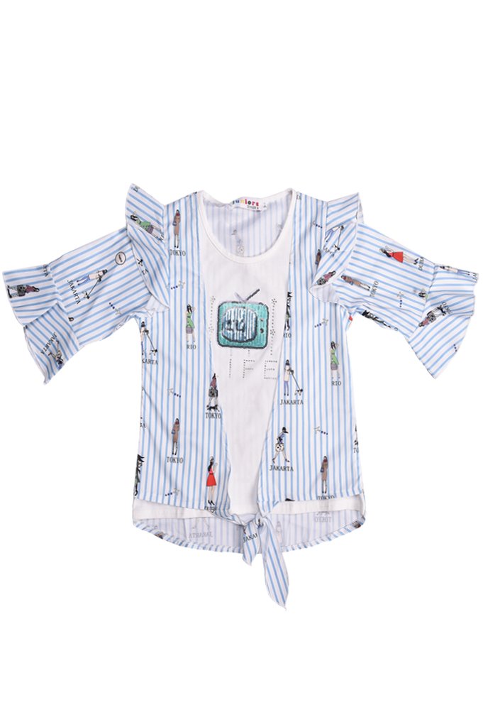 T-Shirt For Girls In - KGA-0153 BLUE - Diners