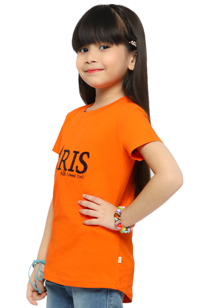 T-Shirt For Girls In Orange SKU: KGA0179-Orange - Diners