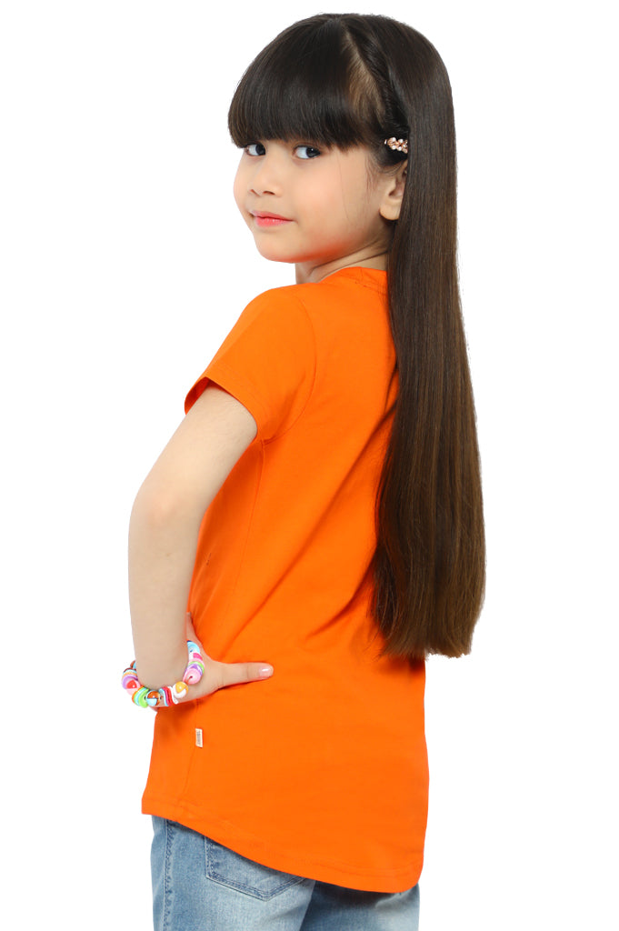 T-Shirt For Girls In Orange SKU: KGA0179-Orange - Diners