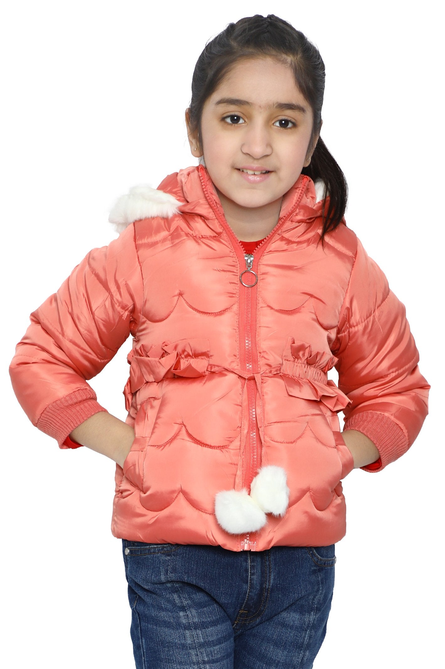 Girls Jackets In Peach - KGF-0107-PEACH - Diners