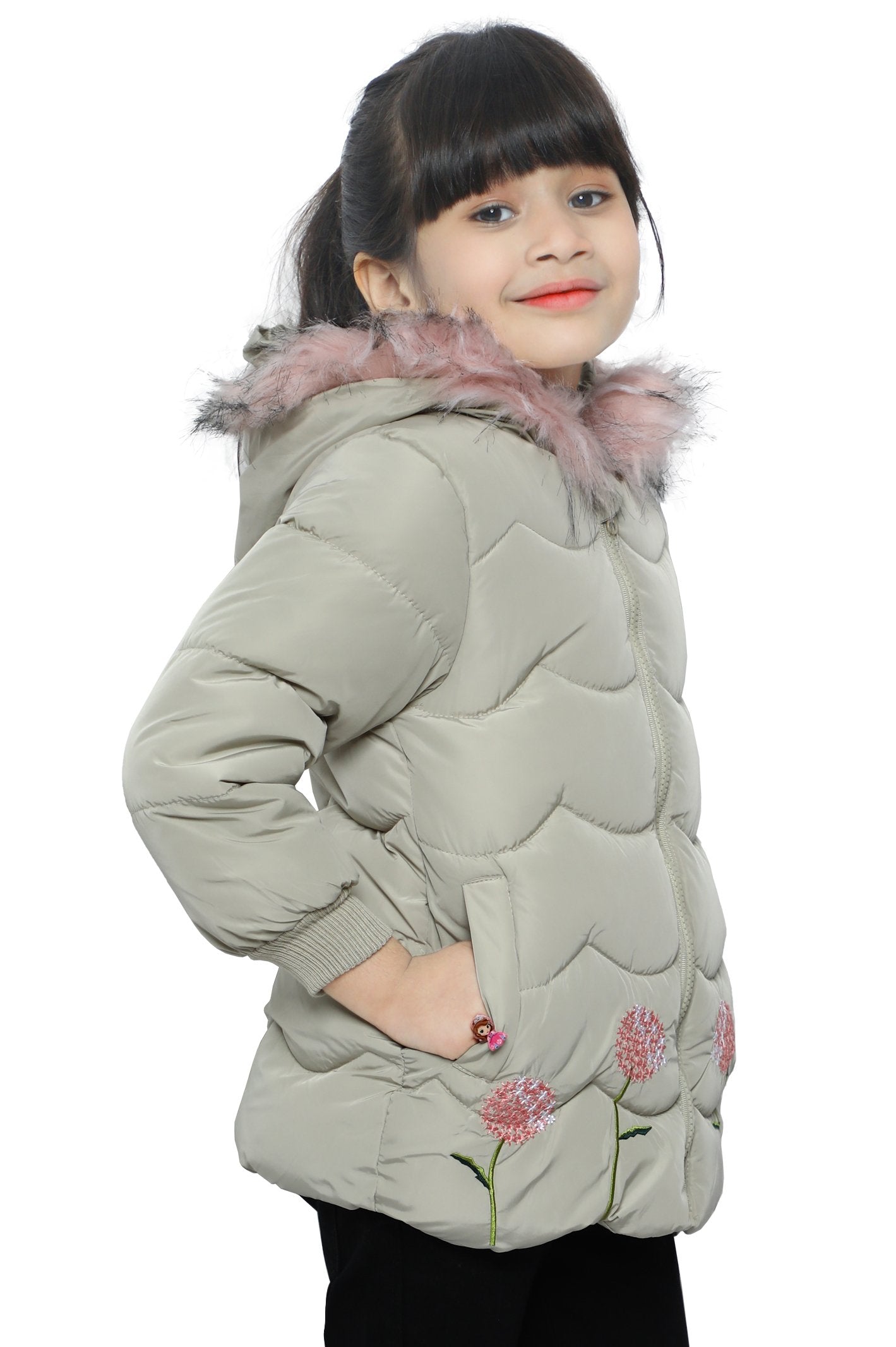 Jackets For Girls In Beige - KGF-0110-BEIGE - Diners