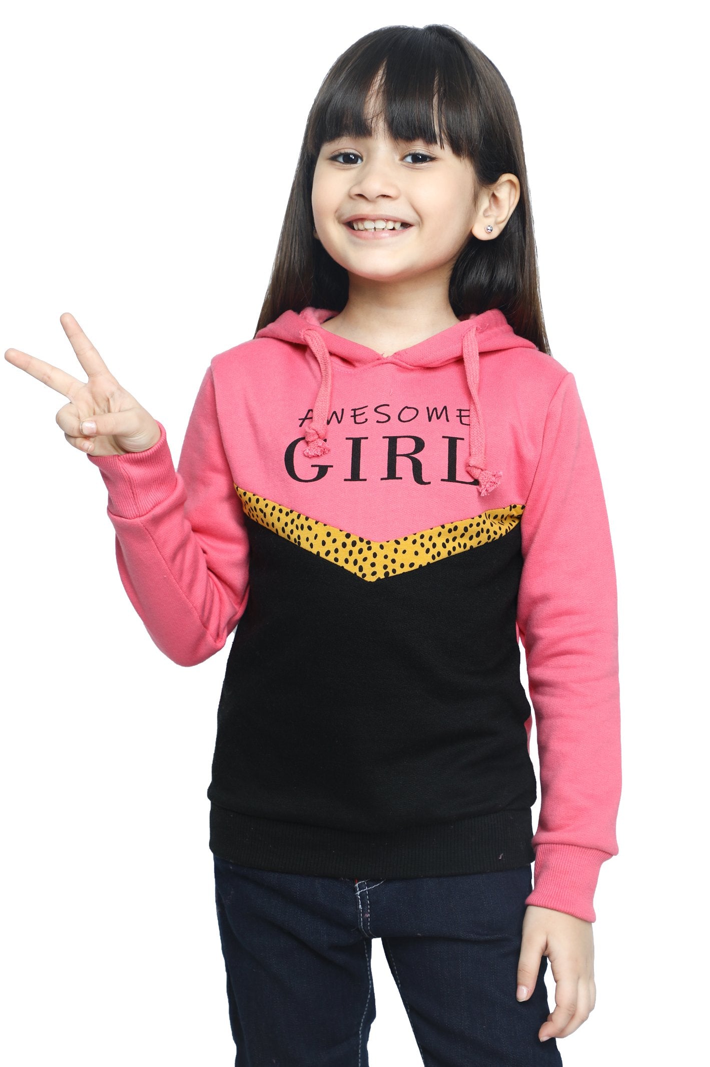 Hoodie For Girls In L-Pink - KGF-0132-L-PINK - Diners