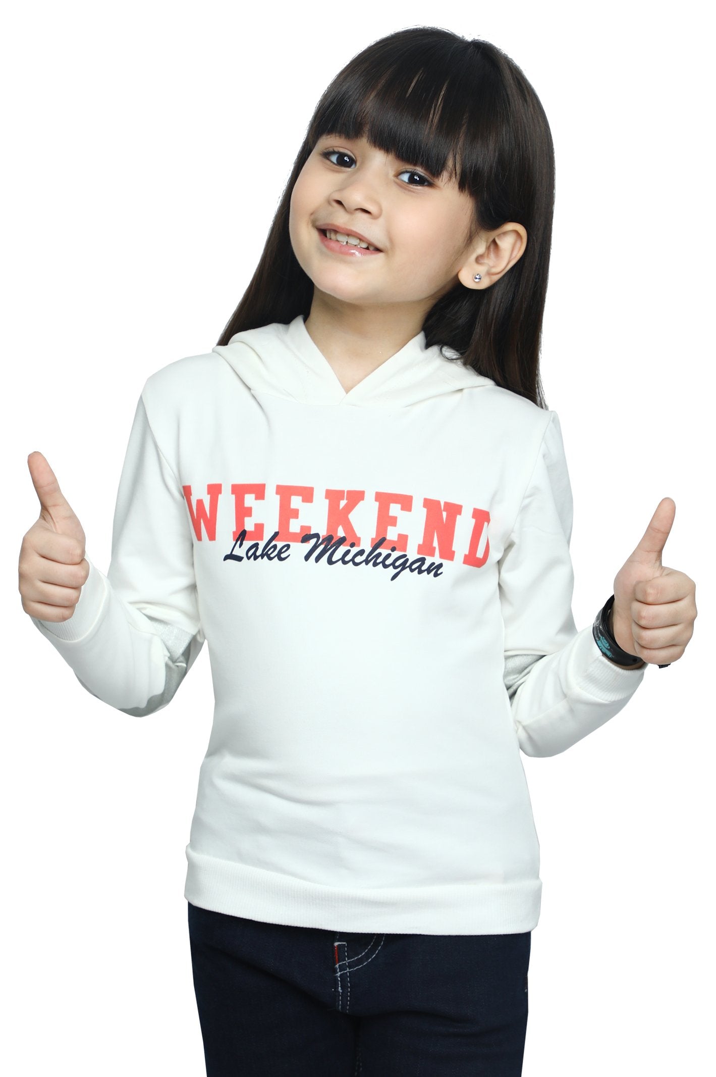 Hoodie For Girls In Offwhite - KGI-0002-OFFWHITE - Diners