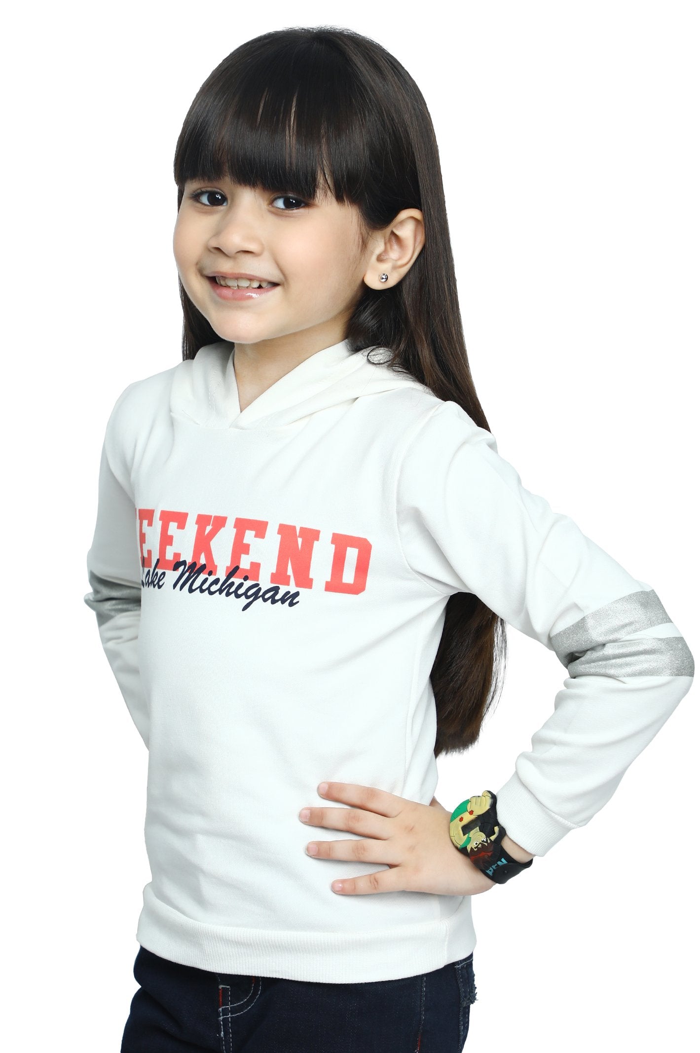 Hoodie For Girls In Offwhite - KGI-0002-OFFWHITE - Diners