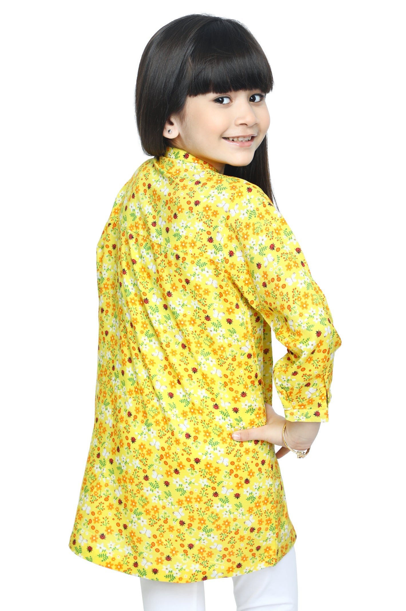Girls Kurti in Yellow SKU: KGKK-0196-YELLOW - Diners