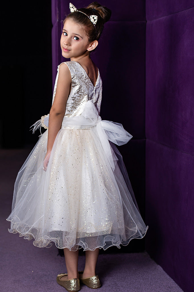 Girls Frock in Golden SKU: KGL-0298-Golden - Diners