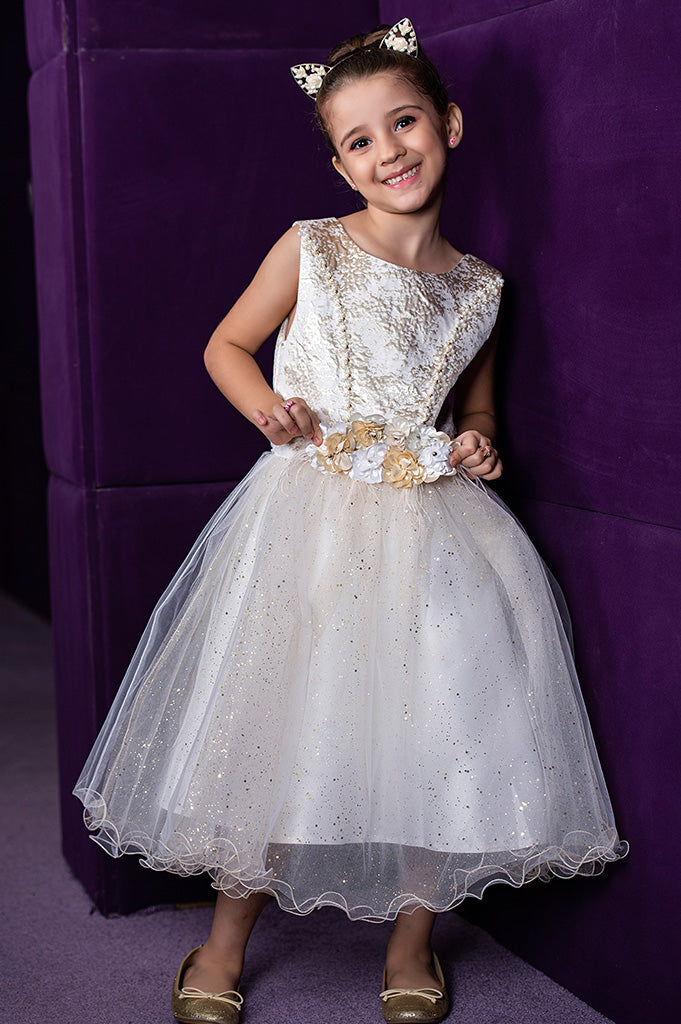 Girls Frock in Golden SKU: KGL-0298-Golden - Diners