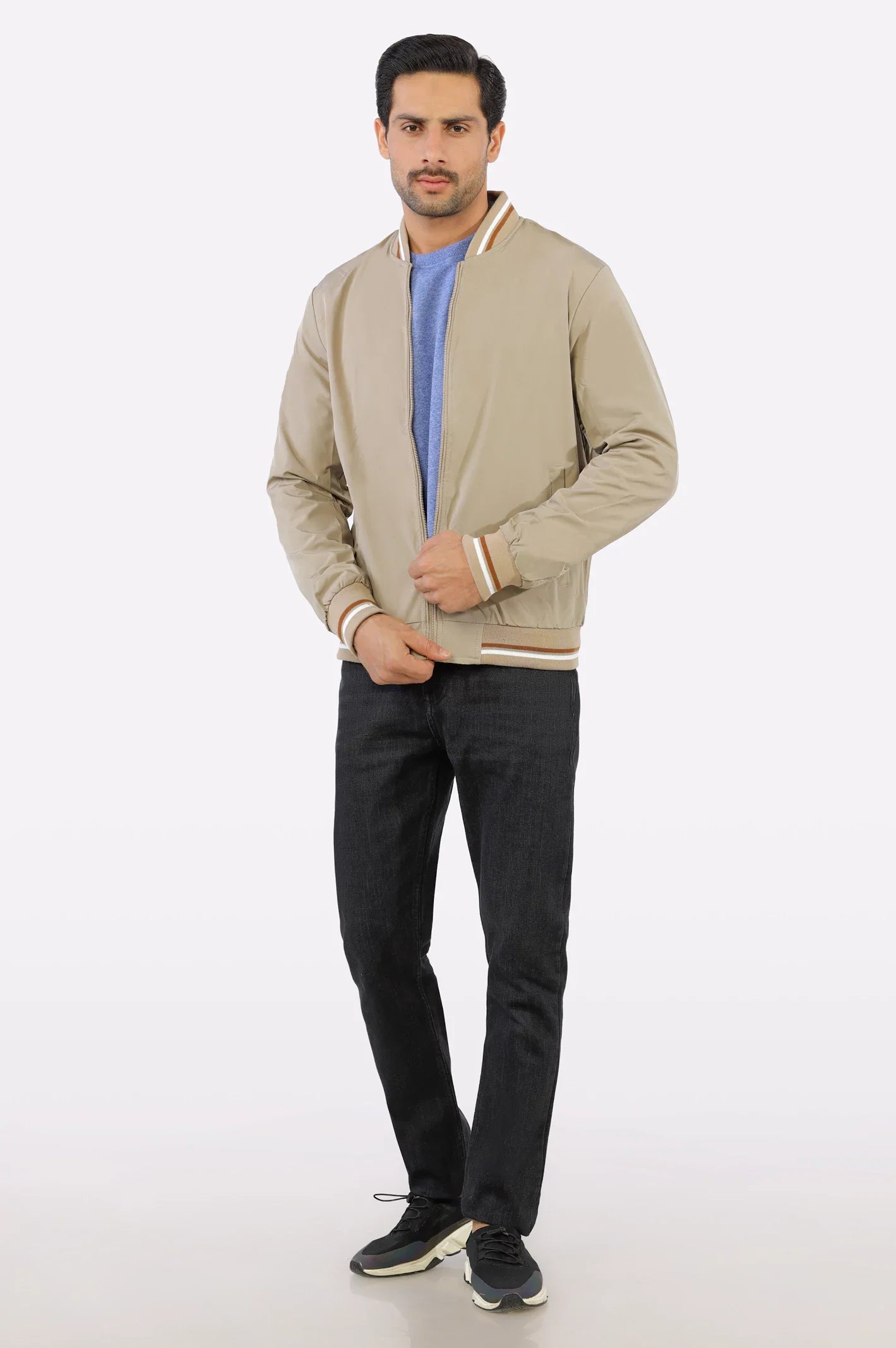 Khaki online bomber jacket