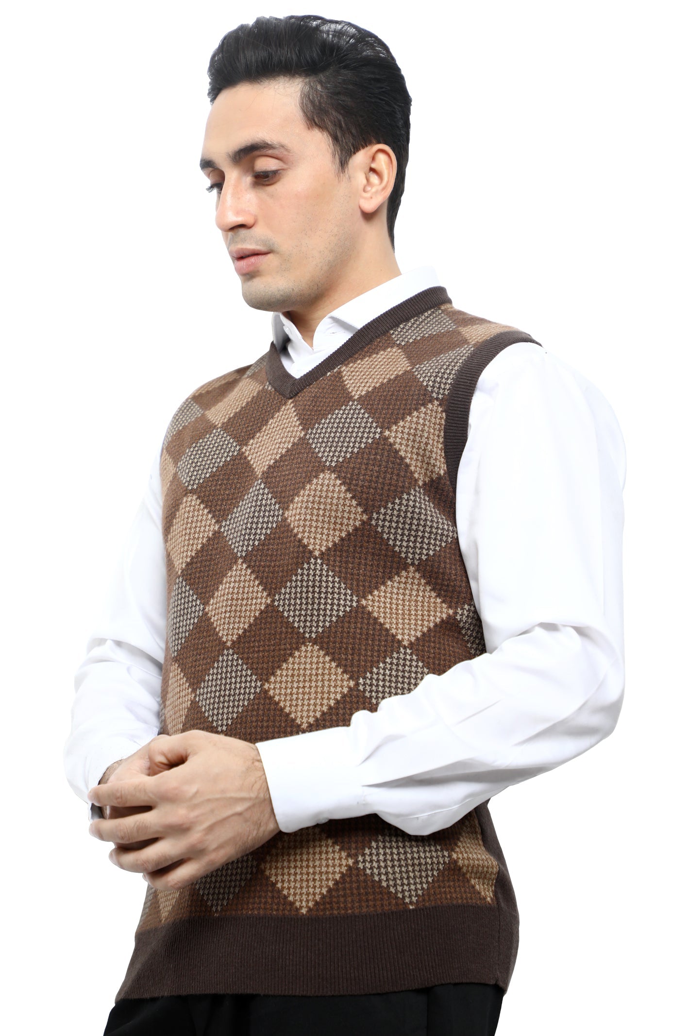 Gents Sweater (Sleeveless) In Brown SKU: SA563-BROWN - Diners