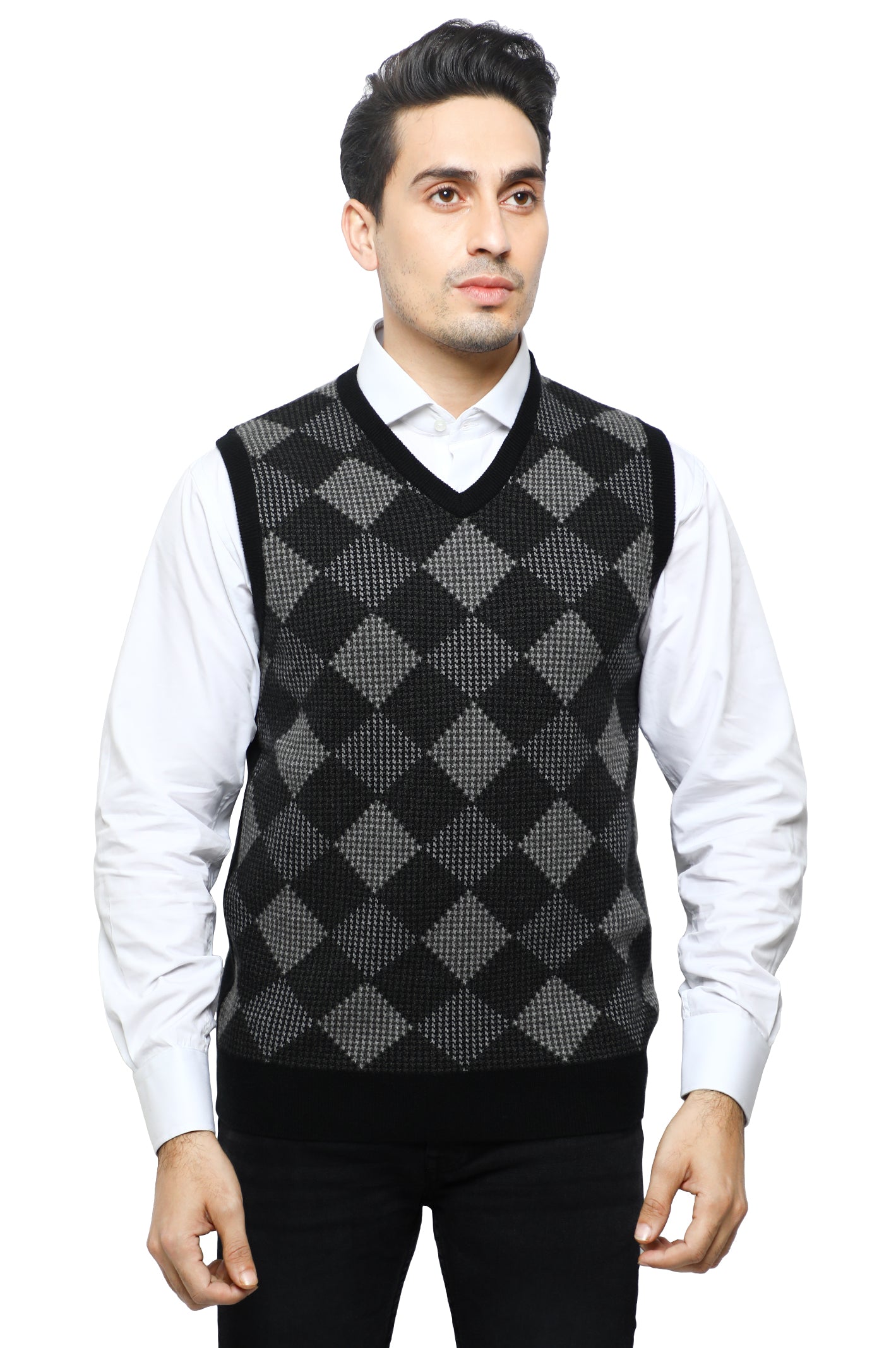 Gents Sweater (Sleeveless) In Black SKU: SA563-BLACK - Diners