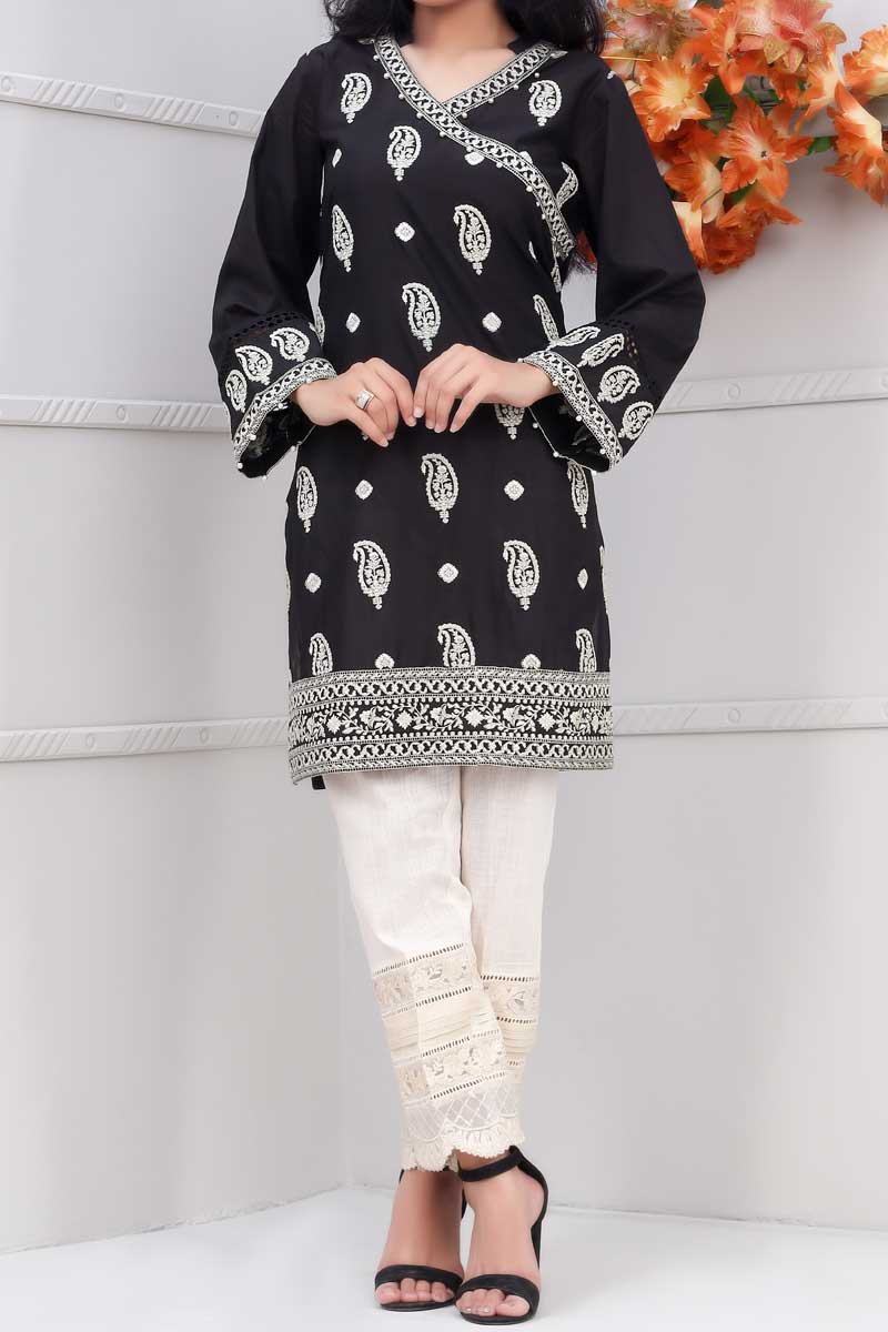 Embroided Kurti - WKF0040 - Black - Diners