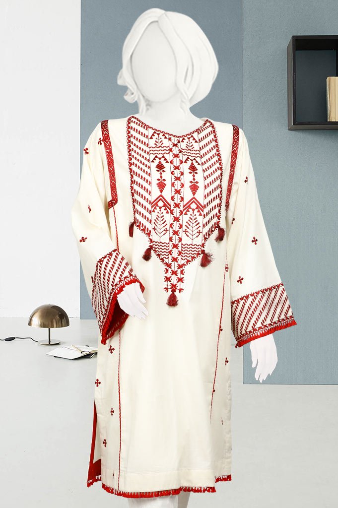Embroided Kurti - WKF0101 - Cream - Diners