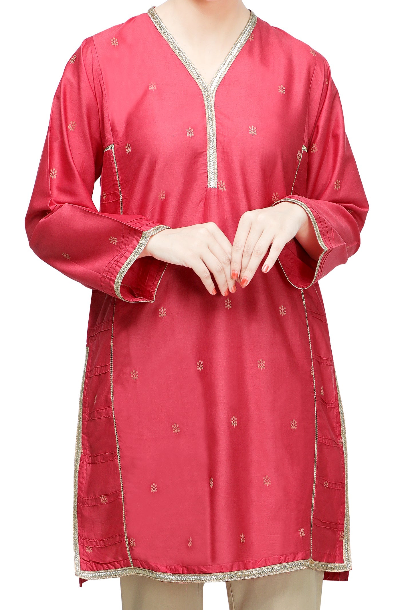 Women Stitched Kurti In Pink SKU: WKL0795-PINK - Diners