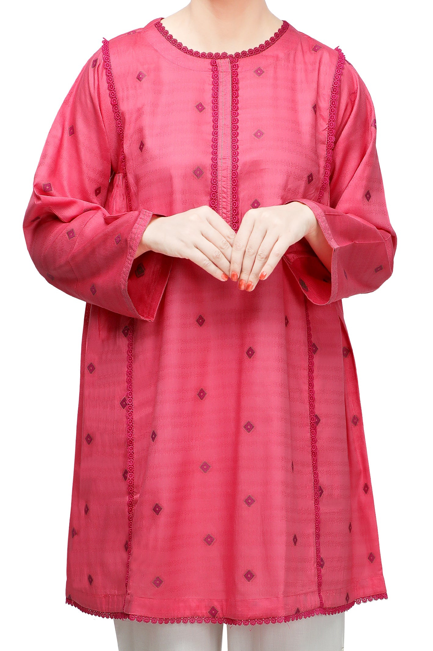 Women Stitched Kurti In Pink SKU: WKL0803-PINK - Diners