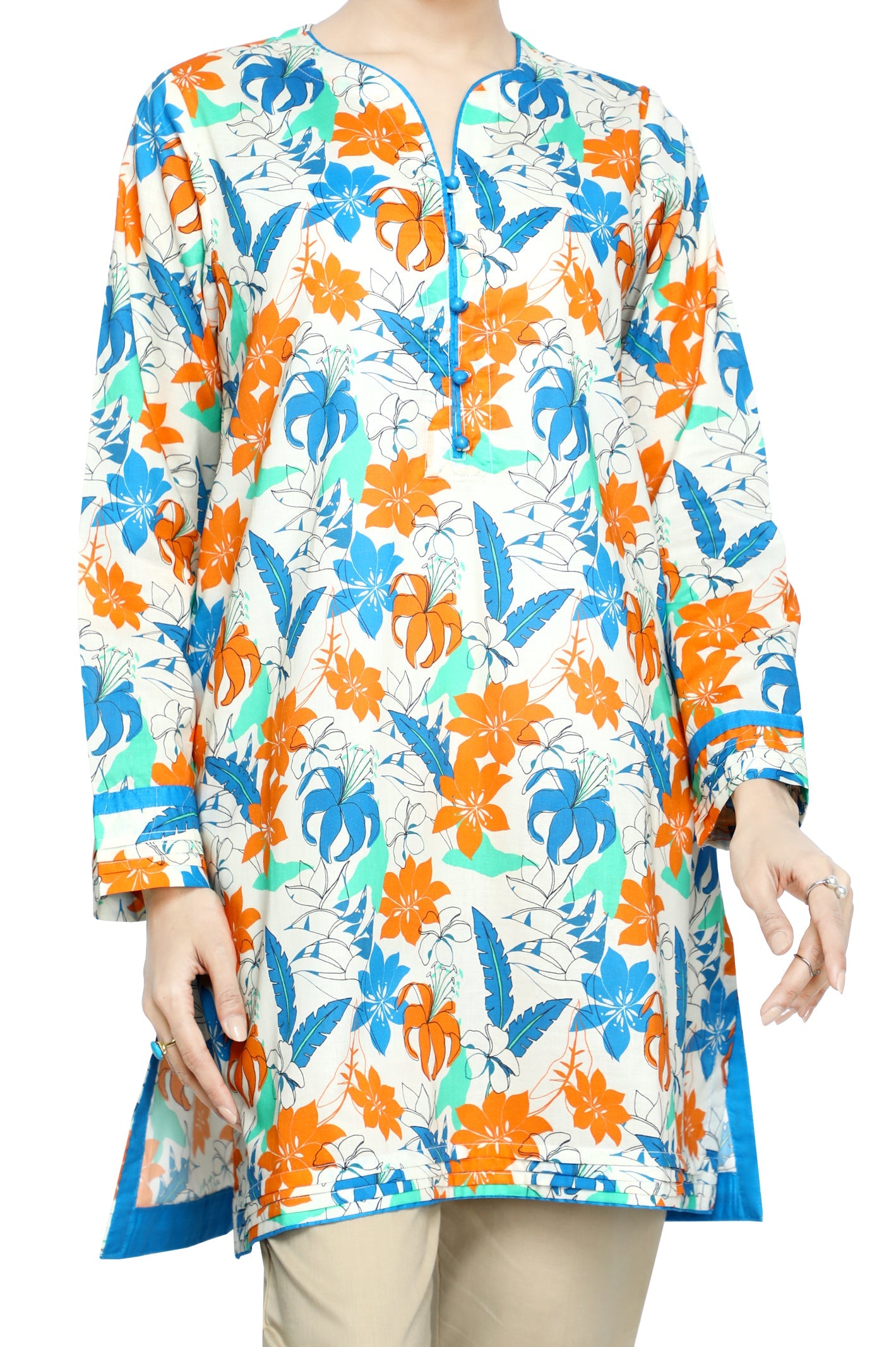Women Stitched Kurti In Blue SKU: WKL0654-BLUE - Diners