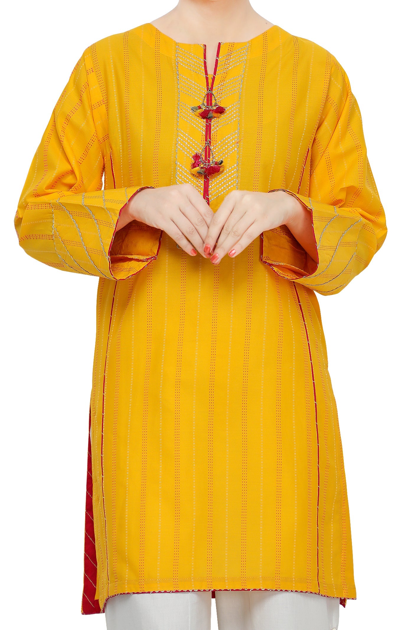 Women Stitched Kurti In Yellow SKU: WKL0769-YELLOW - Diners