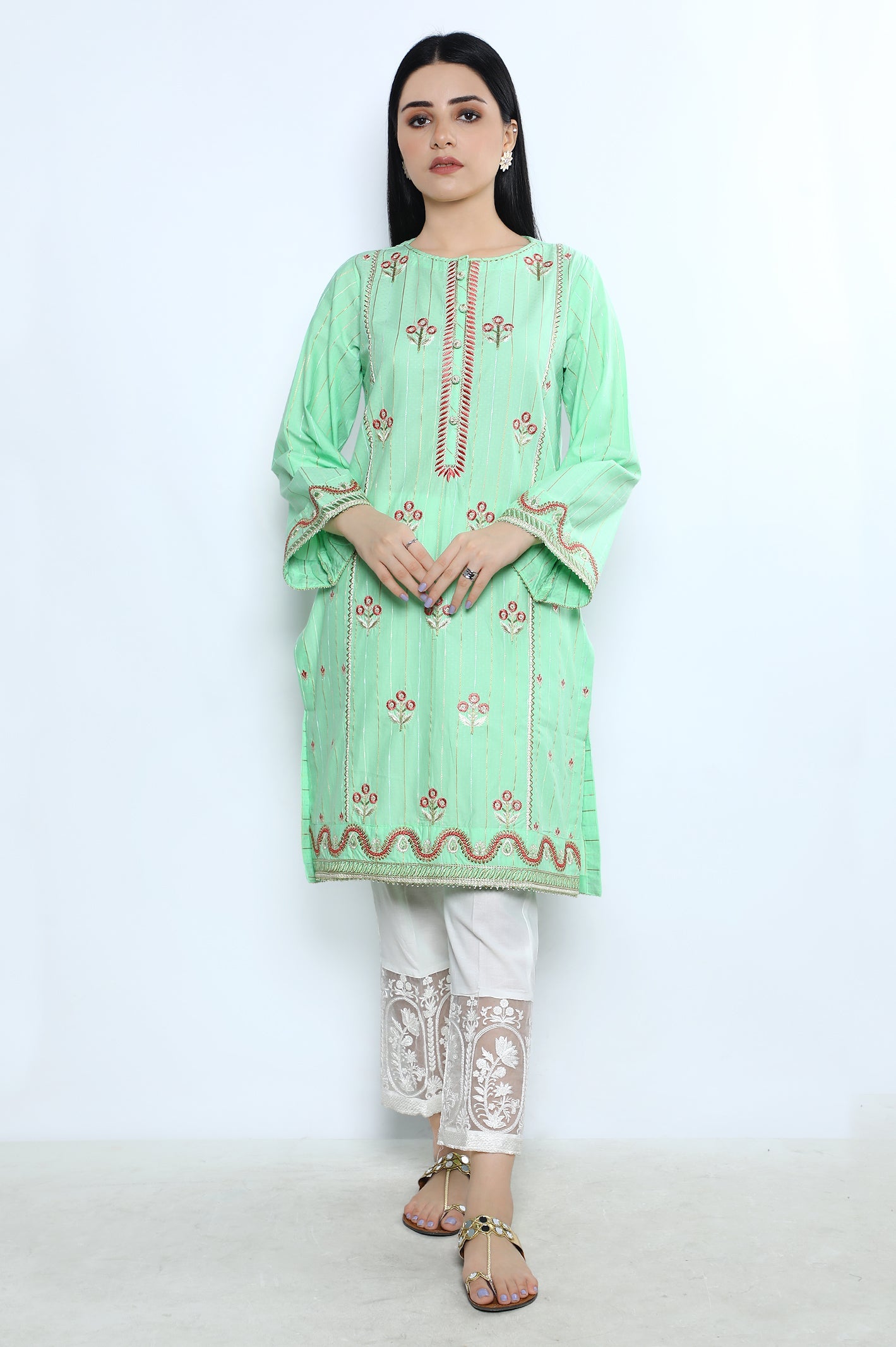 Women Stitched Kurti SKU: WKL0836-C-GREEN