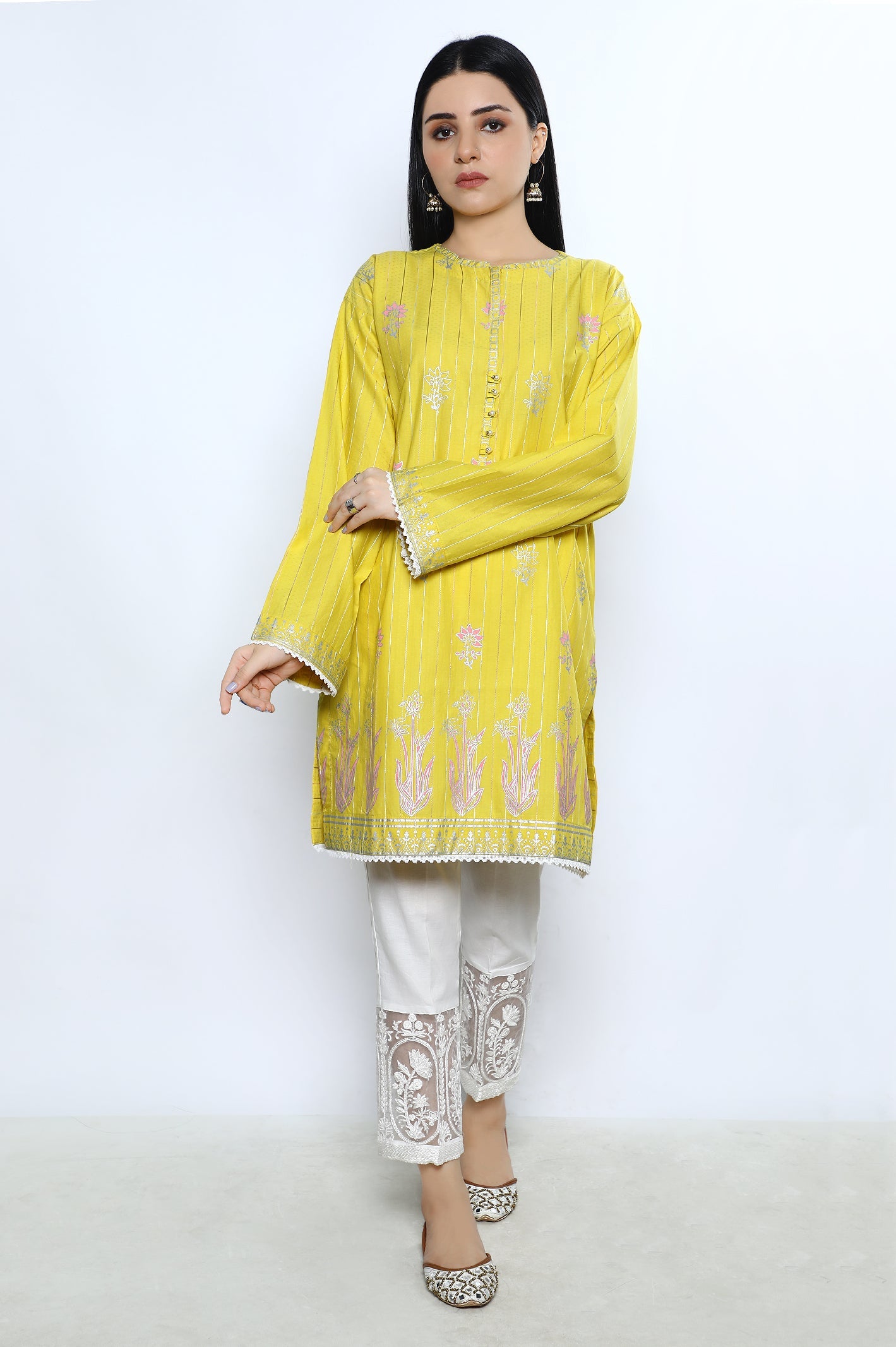 Women Stitched Kurti SKU: WKL0837-LEMON