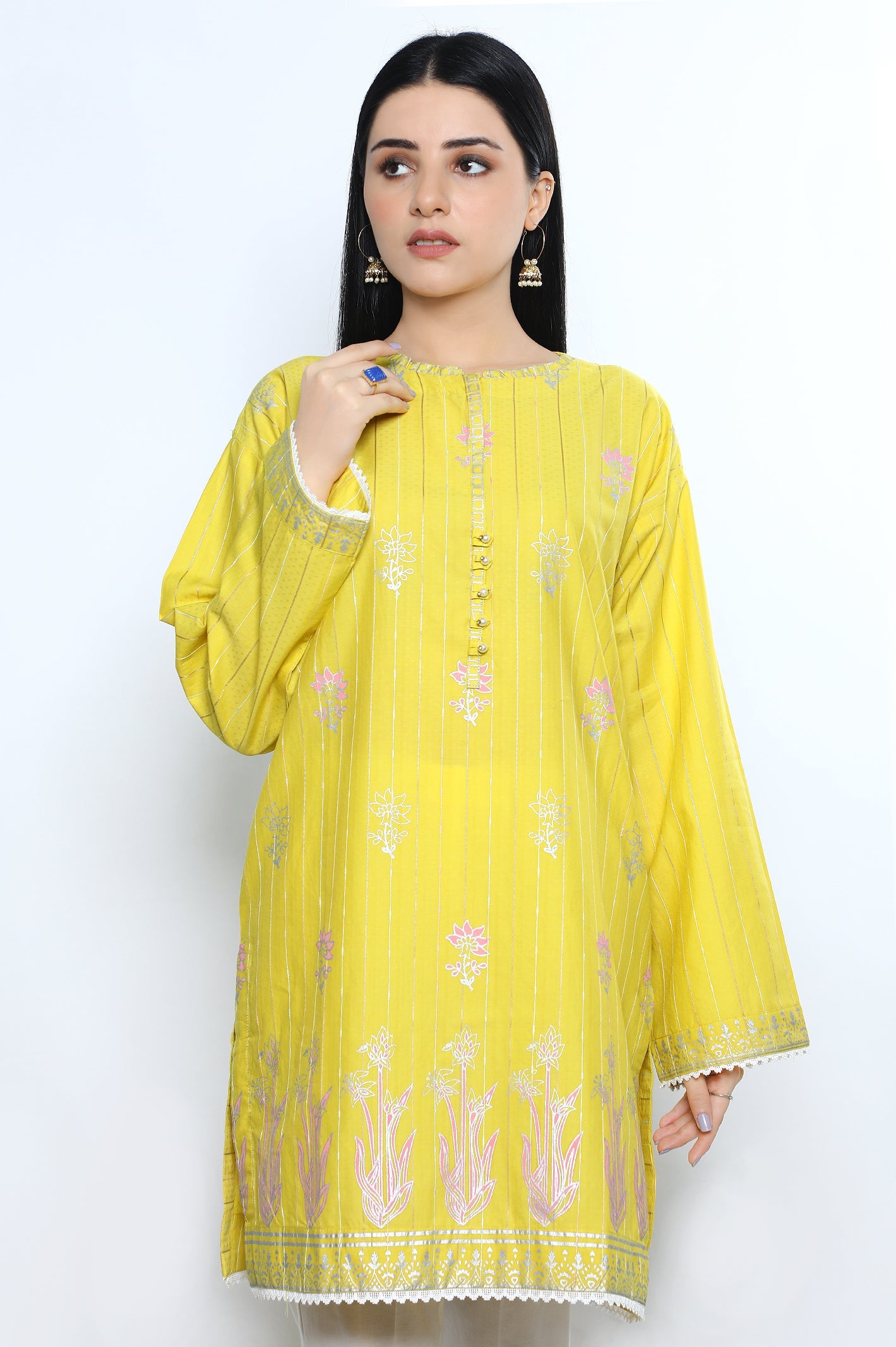 Women Stitched Kurti SKU: WKL0837-LEMON