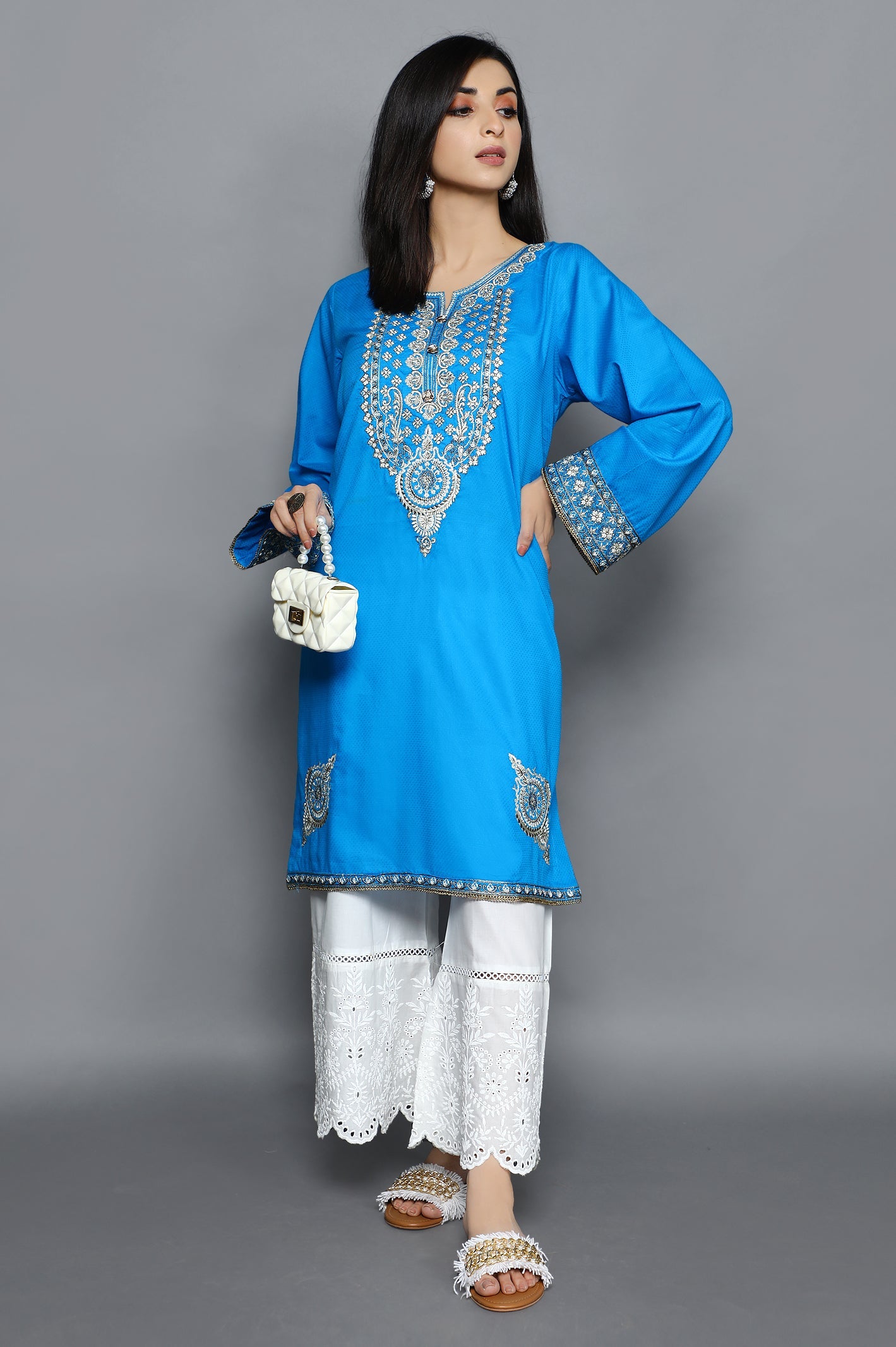 Women Stitched Kurti SKU: WKL0849-BLUE