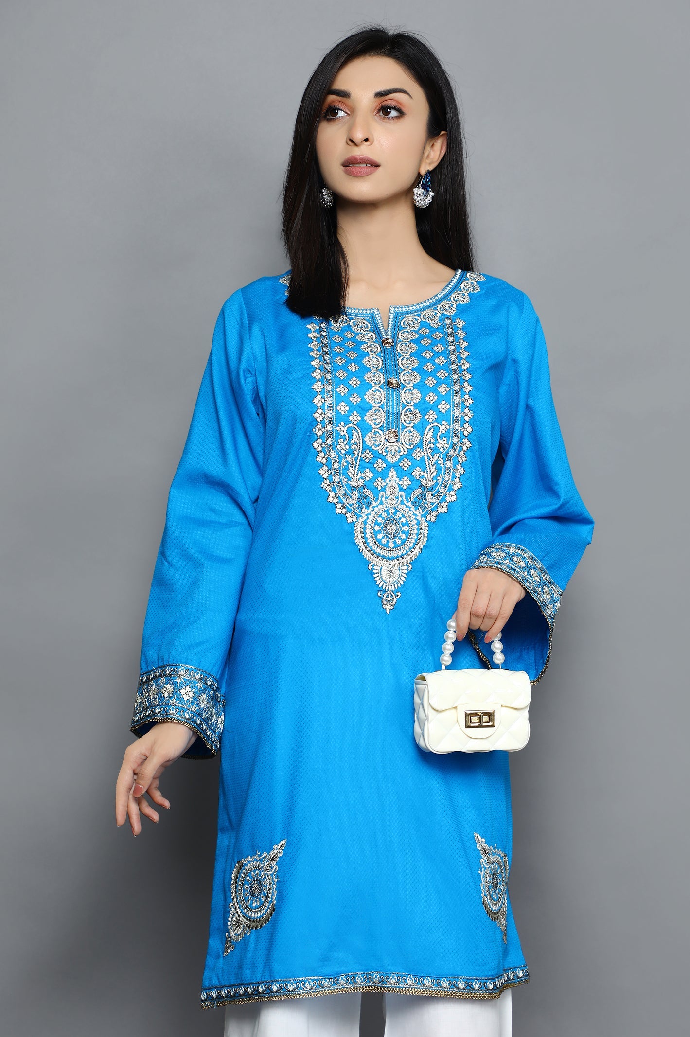 Women Stitched Kurti SKU: WKL0849-BLUE