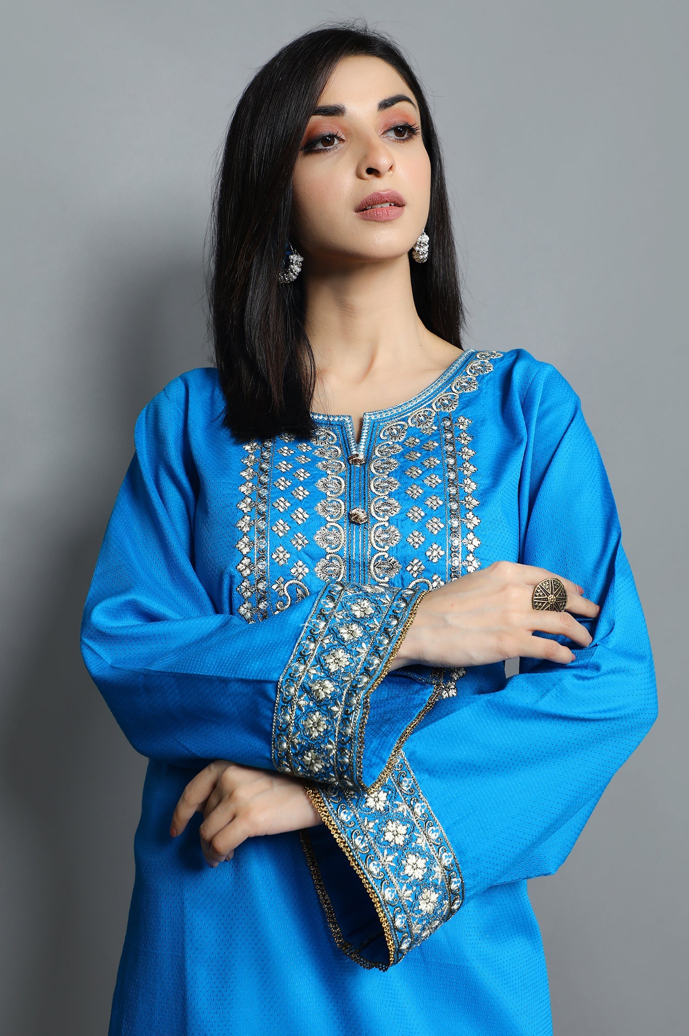 Women Stitched Kurti SKU: WKL0849-BLUE