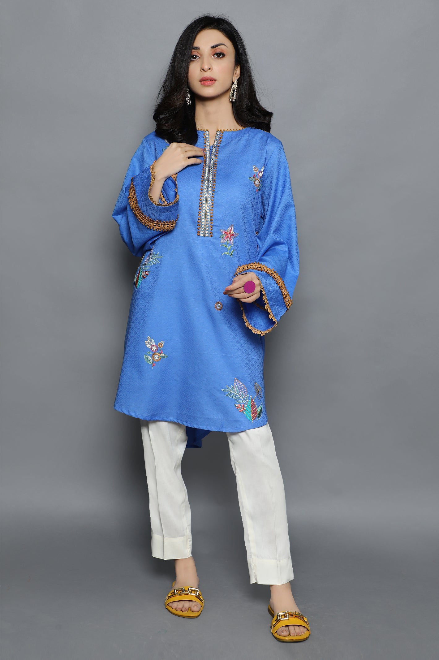 Women Stitched Kurti SKU: WKL0890-BLUE