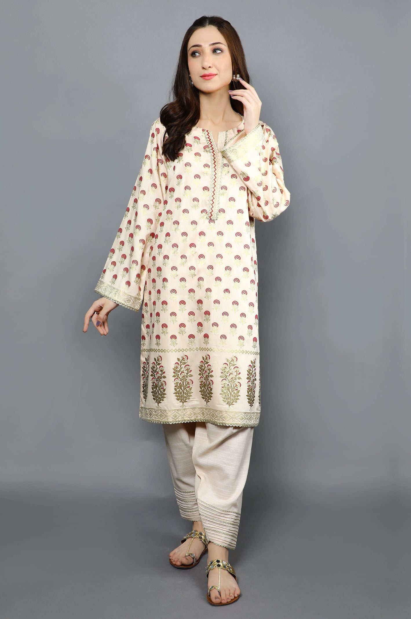 Women Stitched Kurti SKU: WKL0915-BEIGE