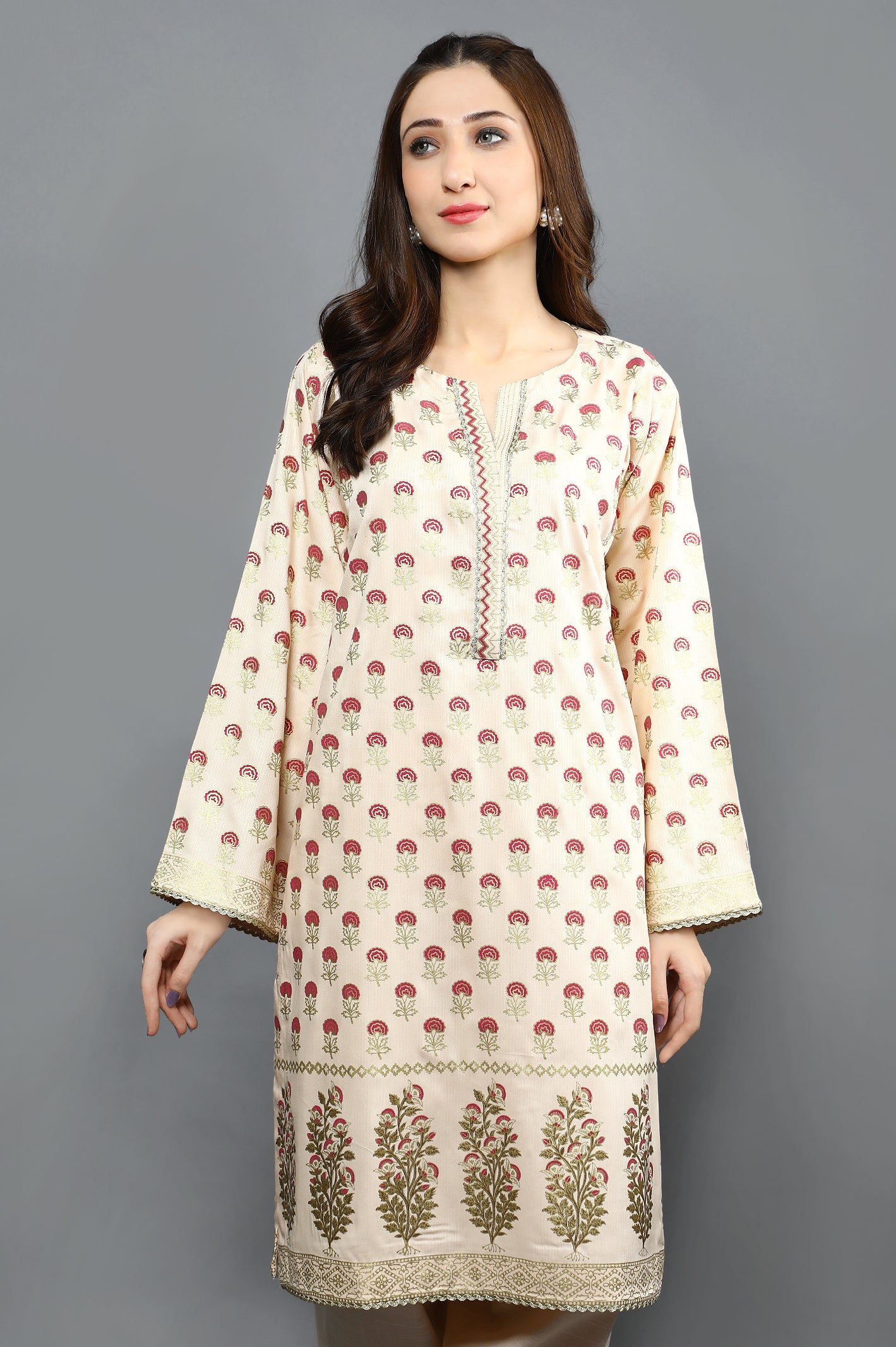 Women Stitched Kurti SKU: WKL0915-BEIGE