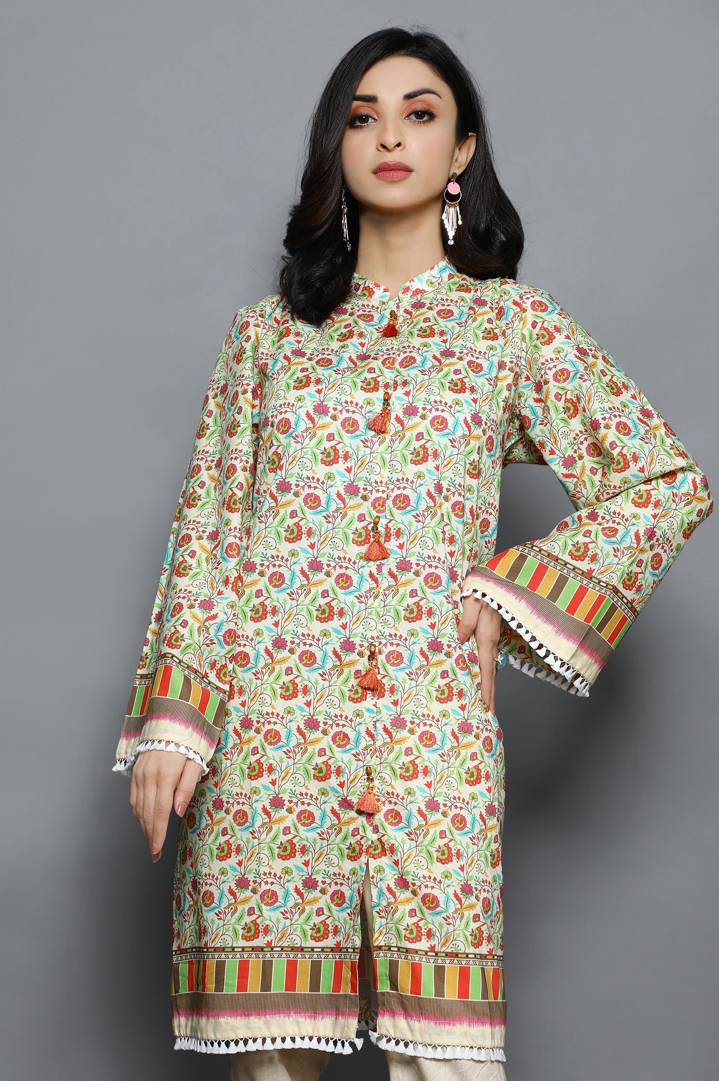 Women Stitched Kurti SKU: WKL1032-OFFWHITE