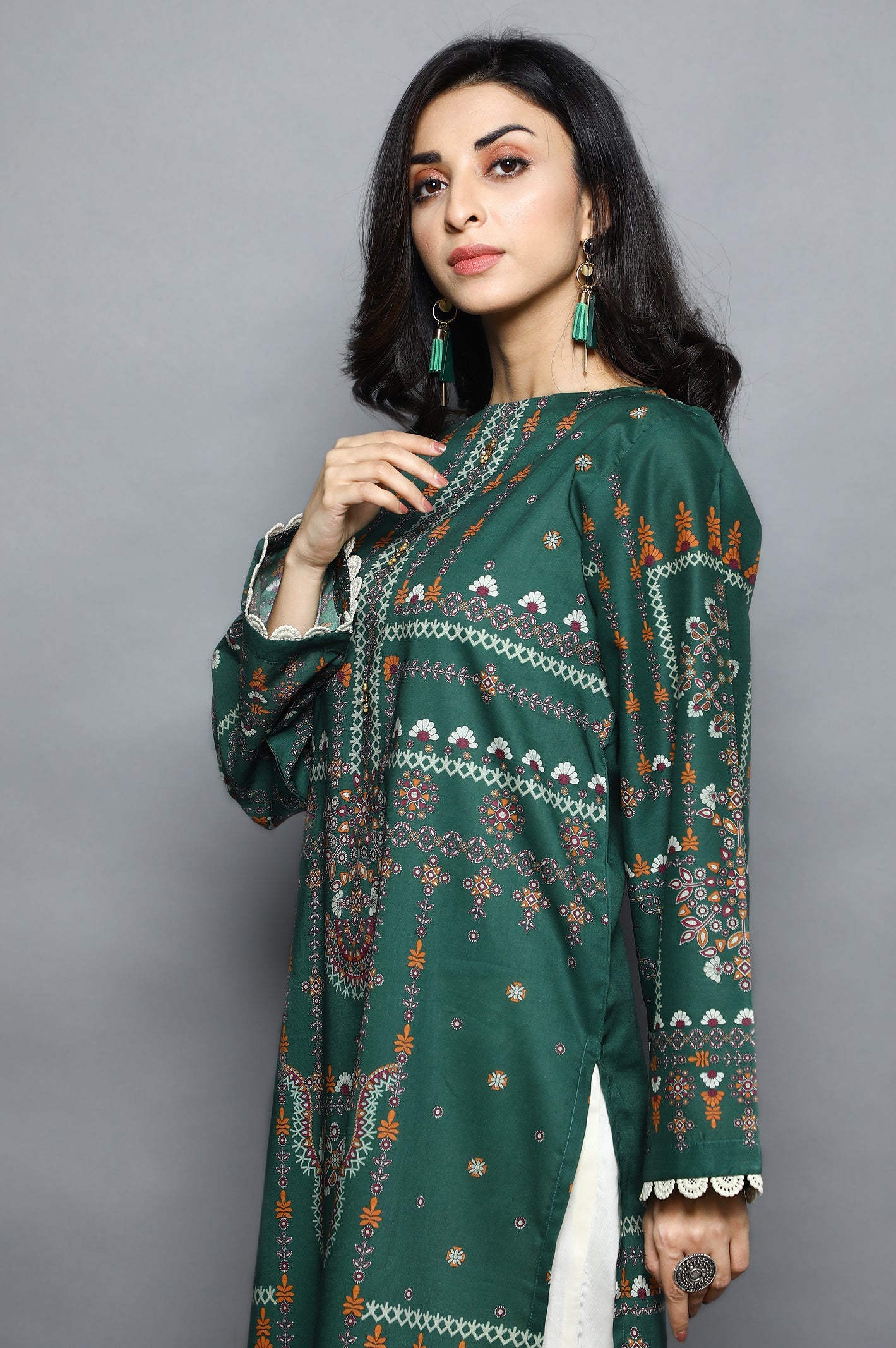 Women Stitched Kurti SKU: WKL1043-GREEN