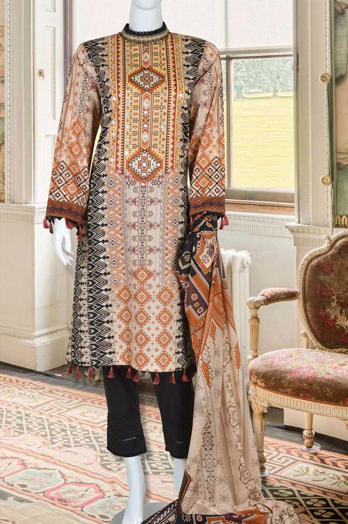 3pc Printed Unstitched Essential Suit - WU30057