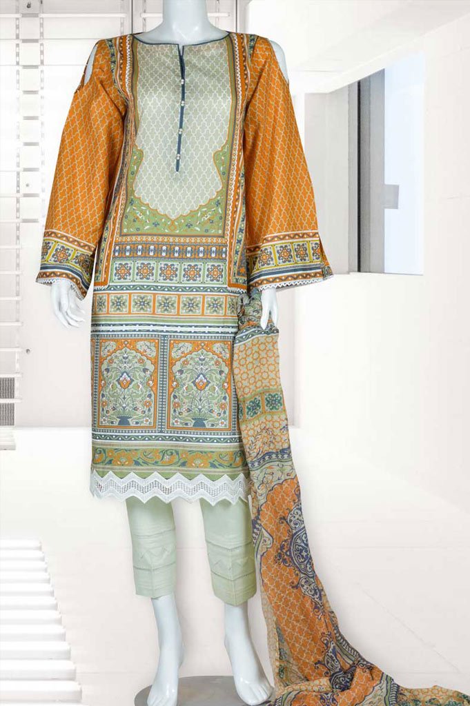 3pc Printed Unstitched Essentials Suit - WU30074