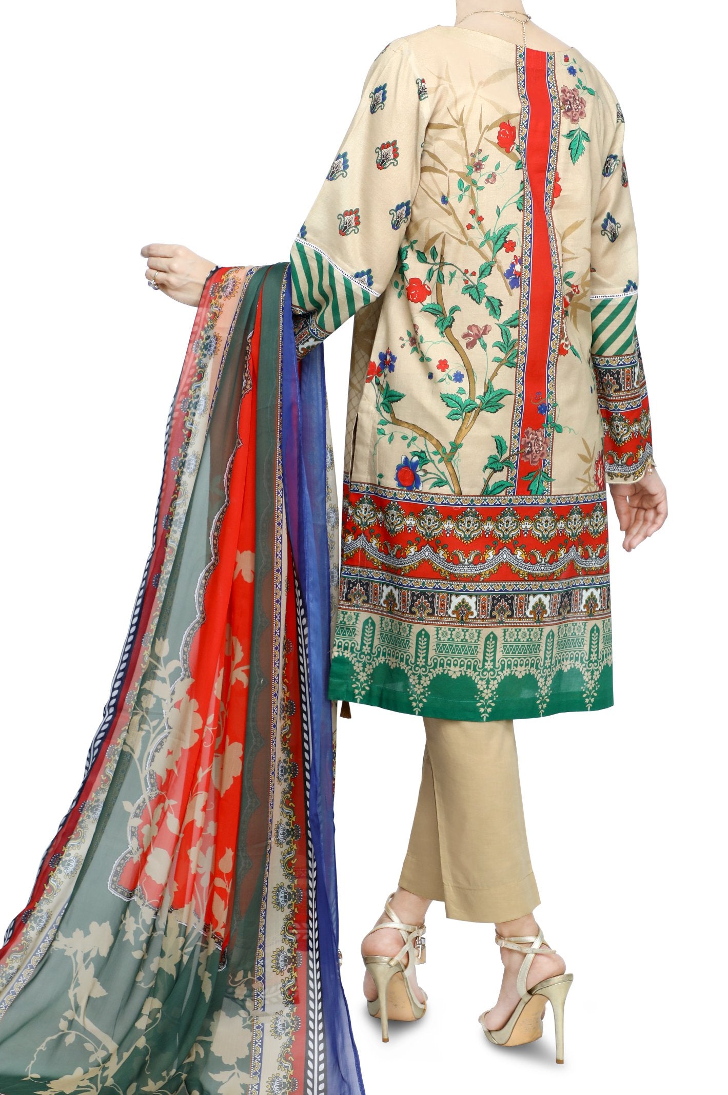 Unstitched Lawn SKU: WU30345-FAWN (3 Pcs) - Diners