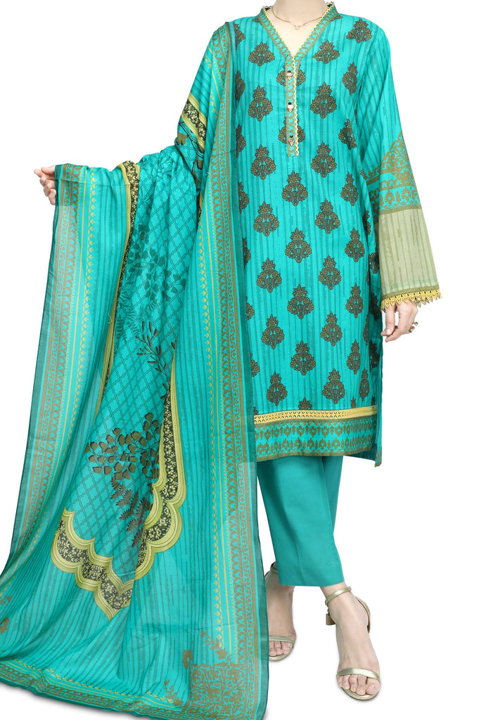 Unstitched Printed Lawn SKU: WUD0101-D-GREEN (2 Pcs) - Diners