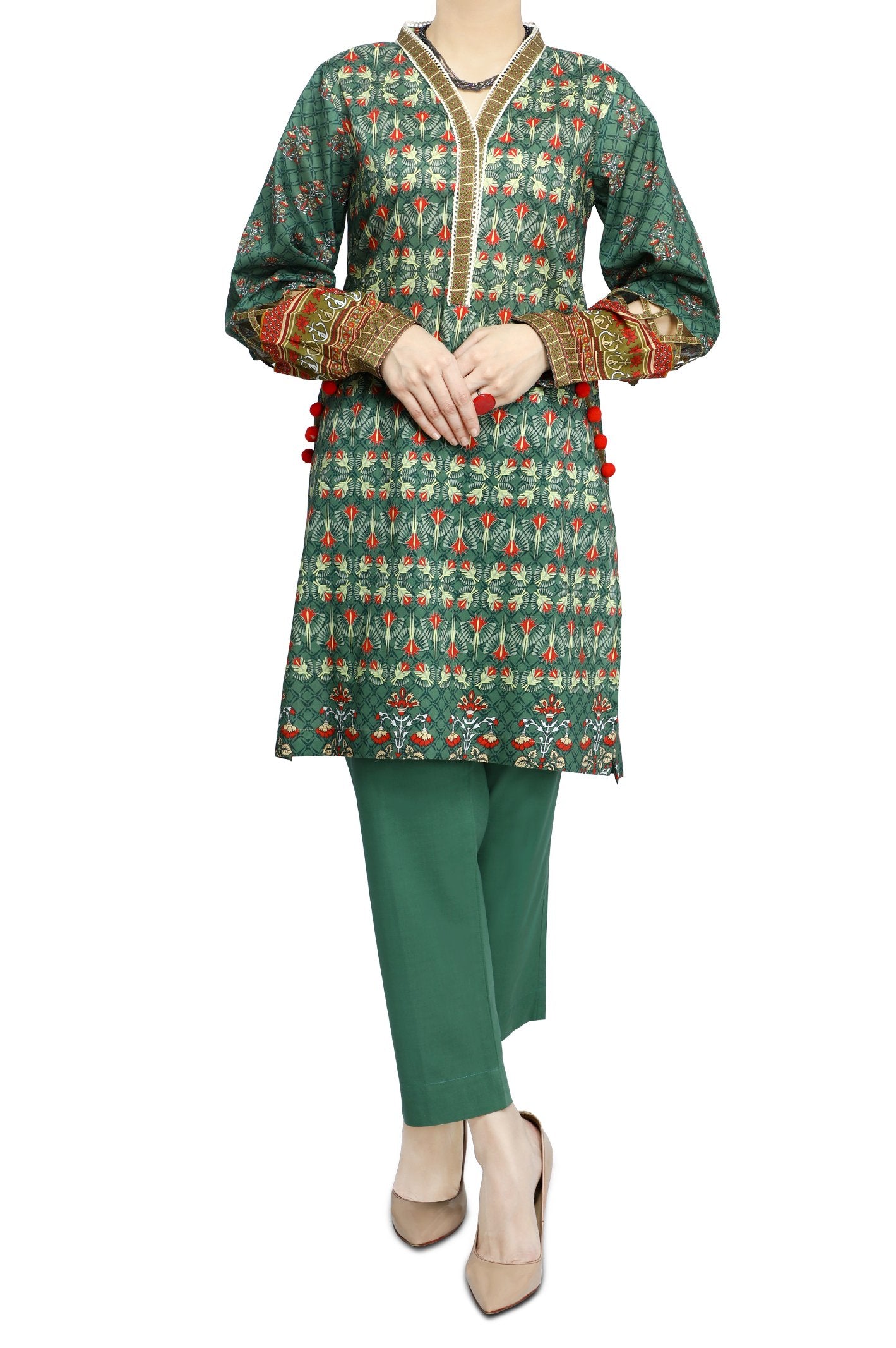 Unstitched Lawn SKU: WUT0012-D-GREEN (2 Pcs) - Diners