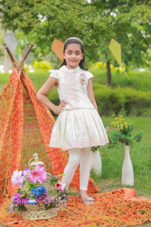 Girls Frock in White KGL-0284 - Diners