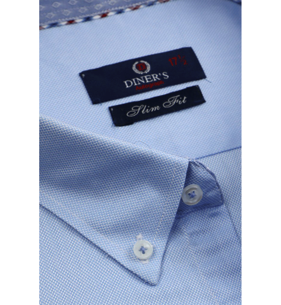 Light Blue Men's Formal Autograph Cotton Shirt - AH21991