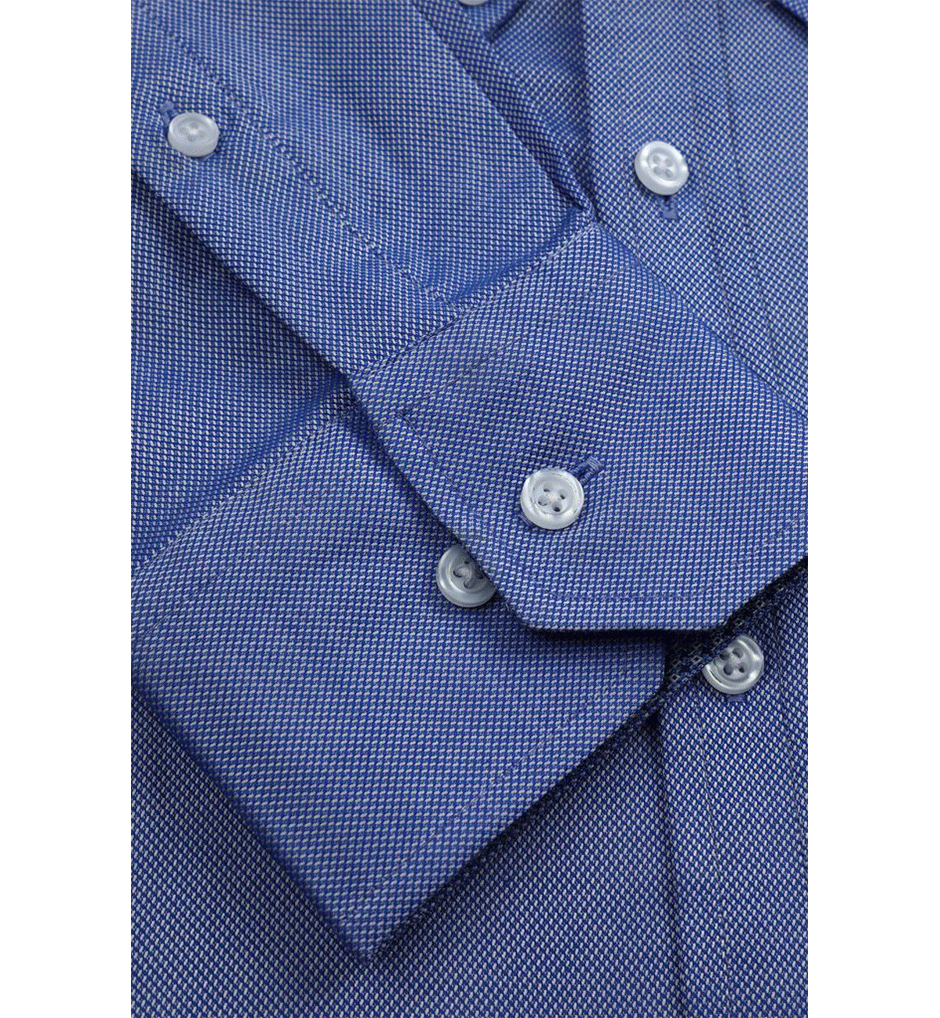 Dark Blue Men's Formal Autograph Cotton Shirt - AH21990