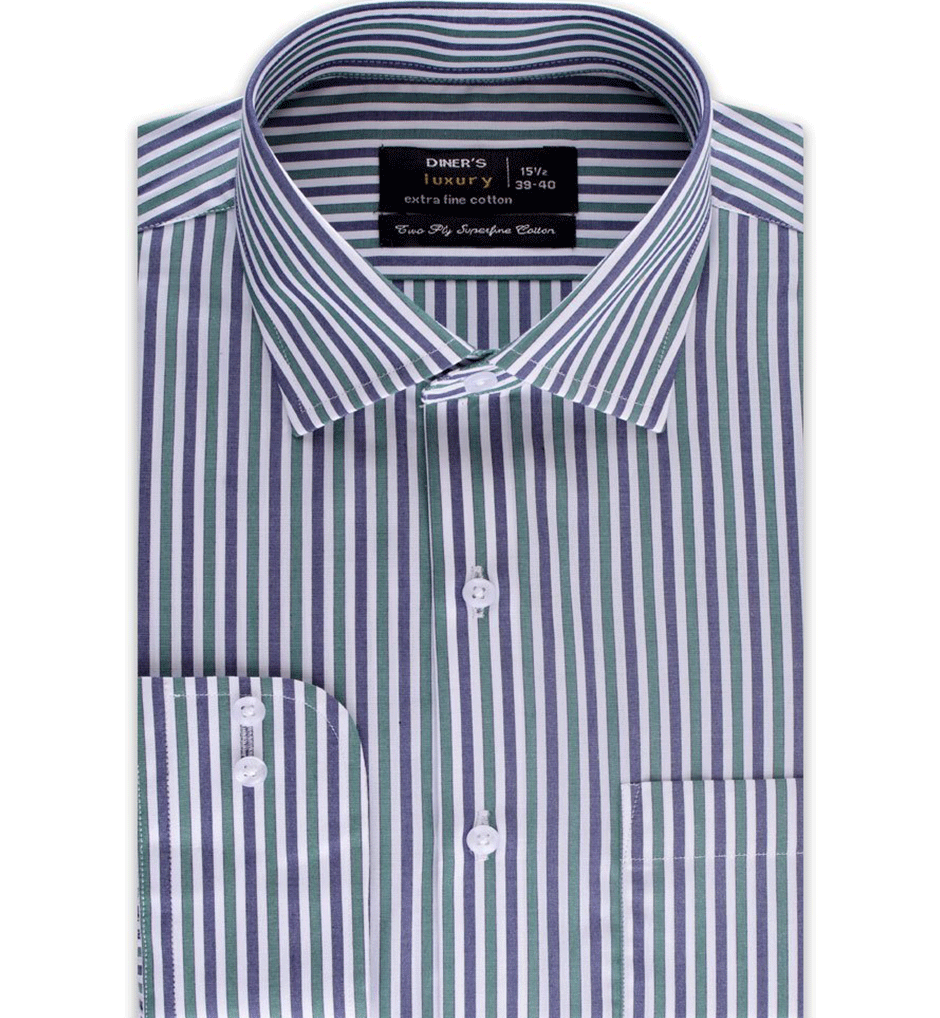 Men's Luxury Striped Formal Shirt - AD19277-Green