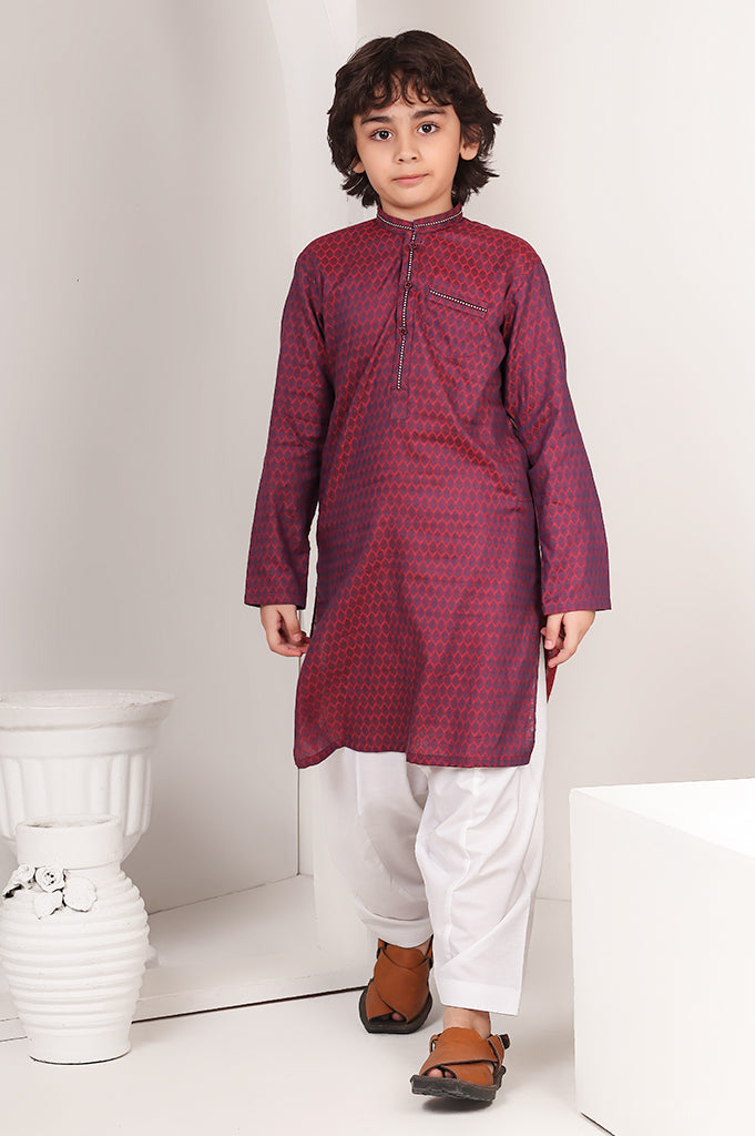Boys Kurta Shalwar In Mehroon - Diners