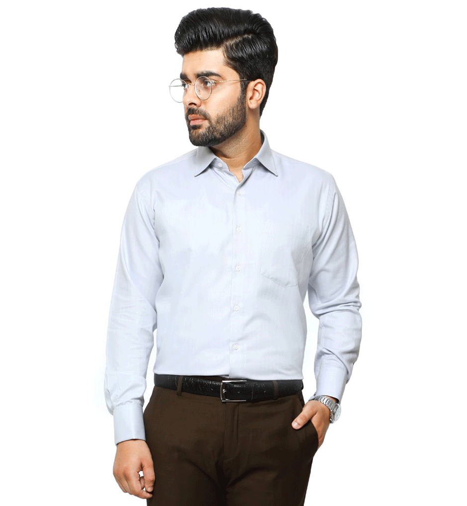Men's Formal Shirt - AB19371-Light Grey